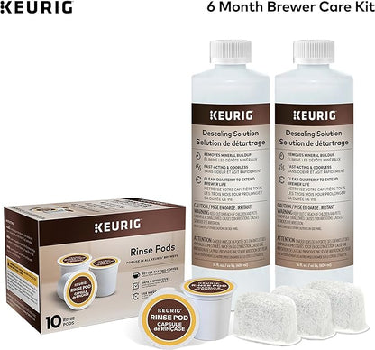 Keurig 6-Month Brewer Maintenance Care Kit, Includes Descaling Solution, Rinse Pods, & Water Filter Cartridges, Works with all K-Cup Pod Coffee Makers