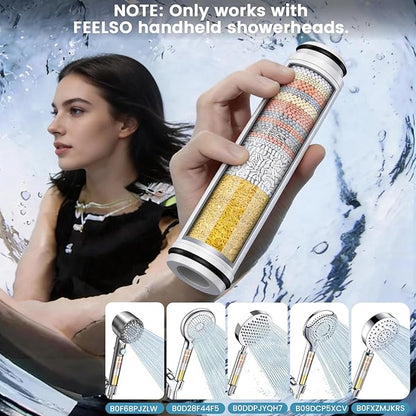4 Pack Shower Filter Compatible with FEELSO Shower Head Filter Replacement, 15 Stage Filter Replacement Cartridge,Remove Chlorine and Harmful Substances，Reduces Dry Itchy Skin and Hair
