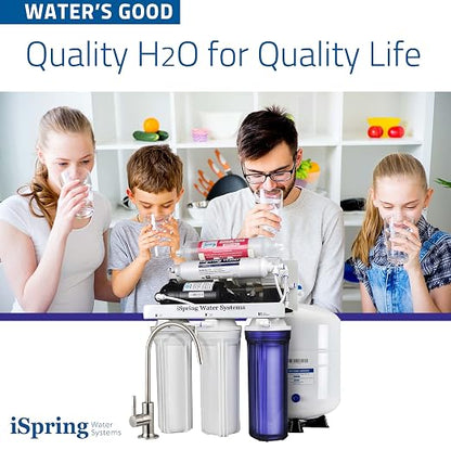 iSpring RCC7P-AK 6-Stage Reverse Osmosis System Under Sink, pH+, 75 GPD, RO Drinking Water Filtration System & F9K 1-Year Reverse Osmosis Water Filter Replacement Cartridge Pack Set, White