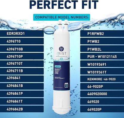 Mist EDR3RXD1 Refrigerator Water Filter Replacement for EveryDrop Filter 3, Whirlpool 4396841, 4396710, Kenmore 46-9030, 46-9083 – NSF 42 Certified – 3 Pack