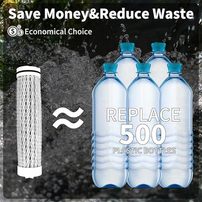 40 OZ Water Filter Bottle with 3-Stage Filtration - Ideal for Survival, Camping, Hiking, Backpacking, and Emergency - Portable&Reusable Filtered Water Bottle with Strap - Black