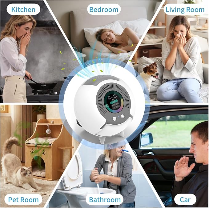 Small Filterless Air Purifiers for Home, Water Ionic Pet Odor Eliminator Air Cleaner for Odors, Smell & Smoke, USB Powered Quiet Mini Portable Air Purifier for Bathroom/Bedroom/Travel, White