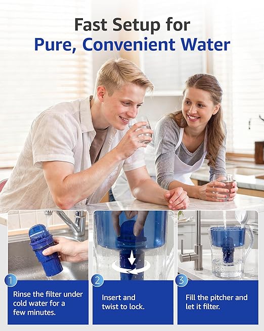Overbest 7010E Pitcher Water Filter Replacement for All PUR®, PUR® Plus Pitcher and Dispenser Filtration Systems, PPF900Z2, CRF950Z, PPF951K, 60 Gallons, 4 Pack