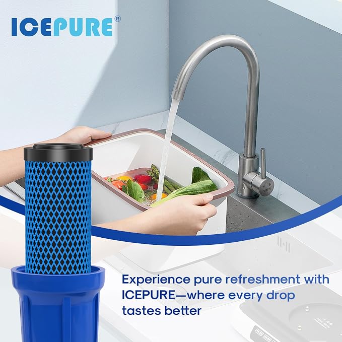 ICEPURE 1 Micron 20" x 2.5" Whole House PFOA/PFOS Activated Carbon Water Filter Cartridge Replacement for C1-20, EP-20, HX-CB-25-2010, F3WCB32, CTO20, Pack of 1
