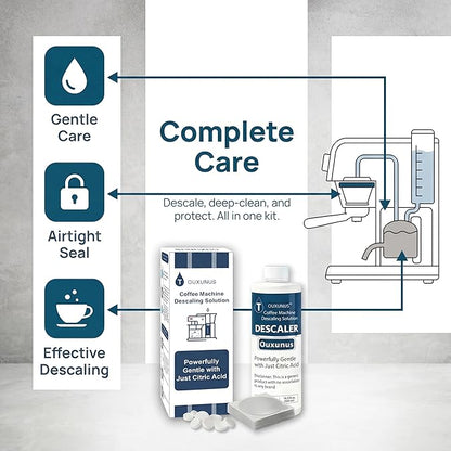 Descaling Solution Kit Compatible with Nespresso Vertuo Coffee Machines, 16.9 fl Oz Descaler (4 Uses), 8 Cleaning Tablets & 8 Aluminum Foil Lids, Complete Maintenance Set (1)