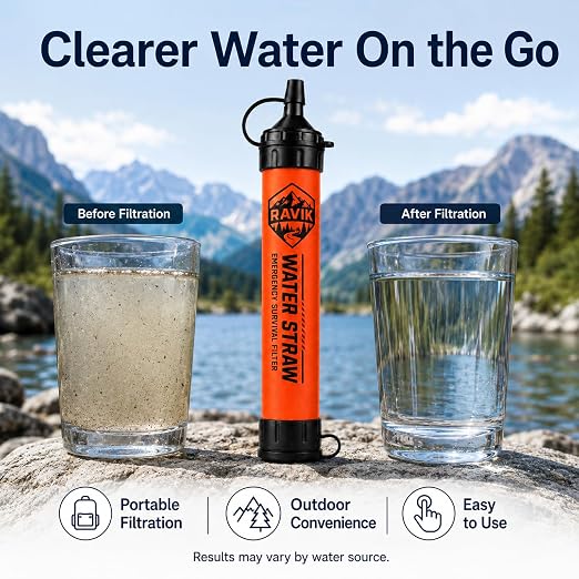 Water Filter Straw, 2PCS | Emergency Water Filter, 1500 Liters/396 Gallon, For Camping, For Hiking, For Survival