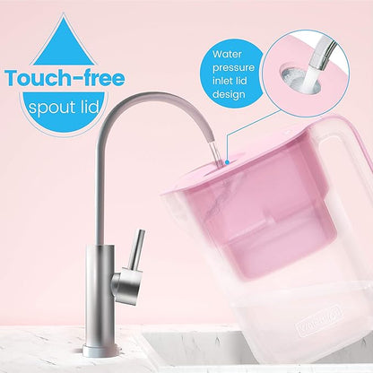 Waterdrop PT-05P Water Filter Pitcher with 4 Filters, 7-Cup Capacity, NSF Certified, 5X Longer Filter Life, Up to 800 Gallons, Fridge-Friendly Design, Reduces PFOA/PFOS and Chlorine, Pink