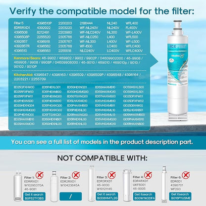 ICEPURE Alkaline 4396508 Refrigerator Water Filter Replacement for EDR5RXD1, EveryDrop Filter 5, Whirlpool 4396510, 4392857, 4396547, 9085, NL300, LC400V, PNL240V, WF-NLC240V WF285, Enhances PH, 4Pack