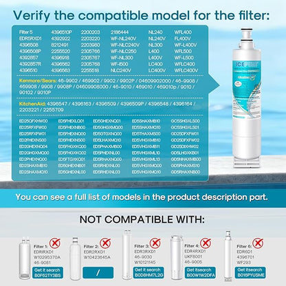 ICEPURE Alkaline 4396508 Refrigerator Water Filter Replacement for EDR5RXD1, EveryDrop Filter 5, Whirlpool 4396510, 4392857, 4396547, 9085, NL300, LC400V, PNL240V, WF-NLC240V WF285, Enhances PH, 1Pack
