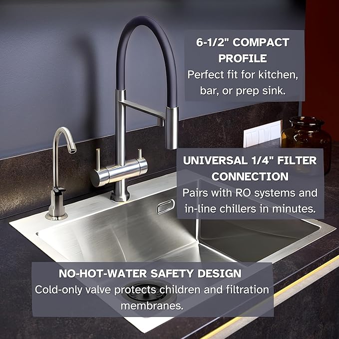 Westbrass R203-NL-07 6" Touch-Flo Style Pure Water Dispenser Faucet, Satin Nickel