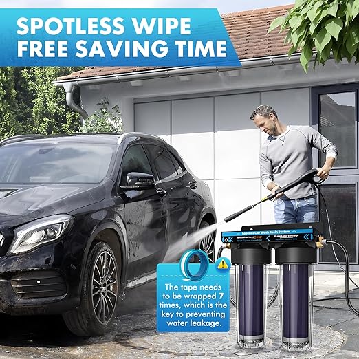 Spotless Water System for Car Wash, Deionized Water Filter with Resin, Water Deionizer for Car Washing, Portable Deionized Water System for Motorcycles, RV, No Towel Drying