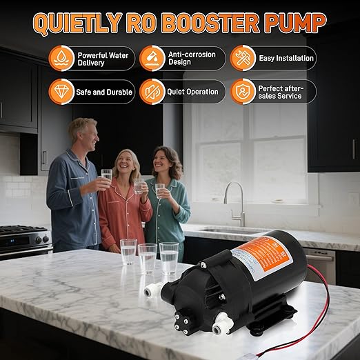 2025 Upgraded Betollo 8800 Booster Pump Kit, Suitable for Household Reverse Osmosis Water Filtration System Standards or Manifolds up to 200 GPD,Bring a High-Voltage Switch