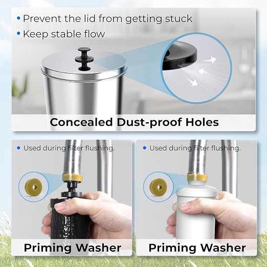 Waterdrop TK-A-FS Gravity Water Filter System, NSF/ANSI 42&372 Standard | Reduces Fluoride and Chlorine, Stainless-Steel Water System with 4 Filters and Metal Spigot for Home, 2.25G