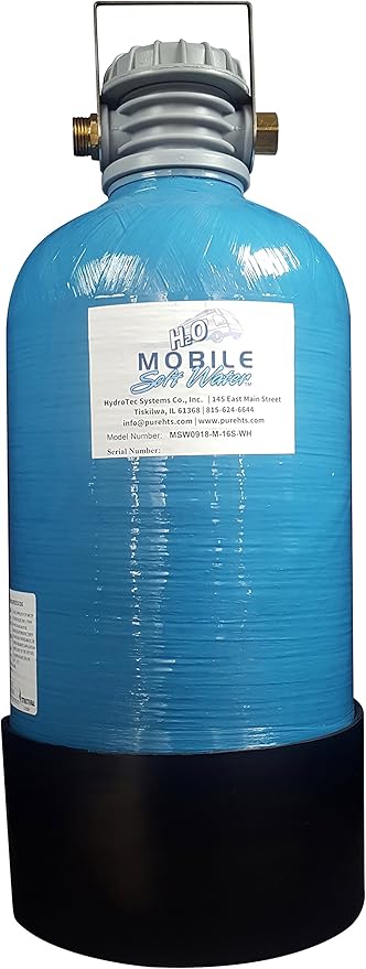 16,000 Grain Mobile Soft Water RV, Portable Softener, Premier Tank Head with 2” Salt Port, NSF 61 Brass GHC, for RV, Car Wash, Boating and Home use. with 4ft-1/2 ID Hose, Test Strips, and 'Y' Valve