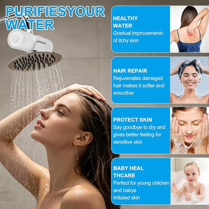 Filtered Shower Head for Hard Water, High Pressure Shower Head | Water Softener Shower Head Filter with High Output, Easy Installation, Chrome
