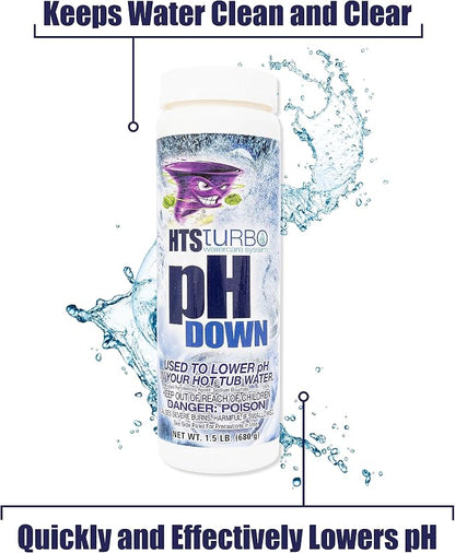 pH Down for Hot Tubs and Spas – 1.5 lb Made in USA | Spa pH Decreaser for Balanced Water | Fast-Dissolving pH Minus Granules for Easy pH Control and System Protection