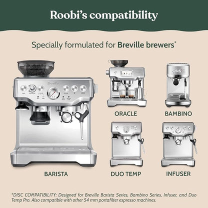 Roobi Espresso Complete Cleaning Kit Compatible with Breville | Descaling Solution, Espresso Cleaning Tablets, Water Tank Tabs, Multi-Surface Cleaner, 54mm Disc, Brush & Cloth