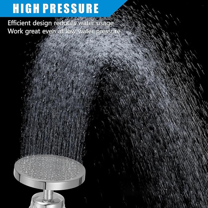Filtered Shower Head, High Pressure Rain Shower Head Filter Set for Hard Water Removes Chlorine and Harmful Substances (Chrome)