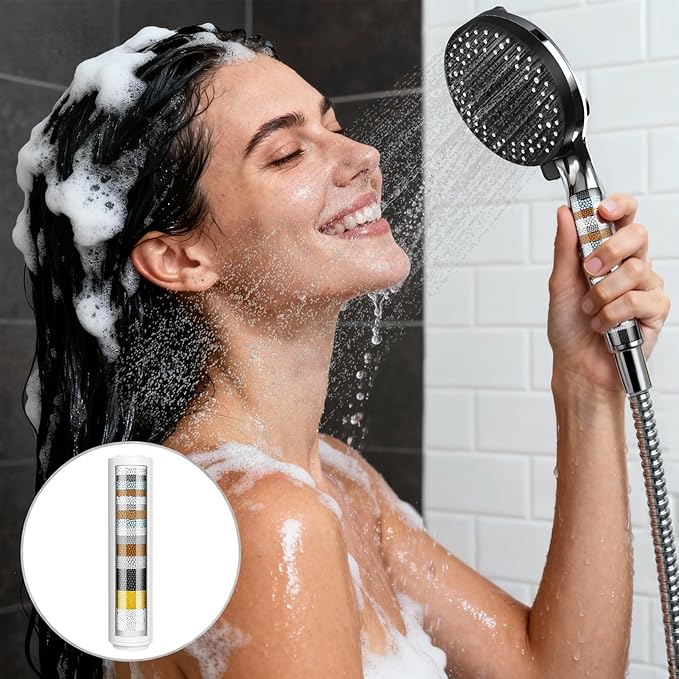2 Pack Shower Head Filter Replacement for Hard Water, High Output Water Softener Filters Remove Chlorine & Sediments, Improve Skin & Hair, Only Compatible Replacement Filters for CTBOM Shower Head