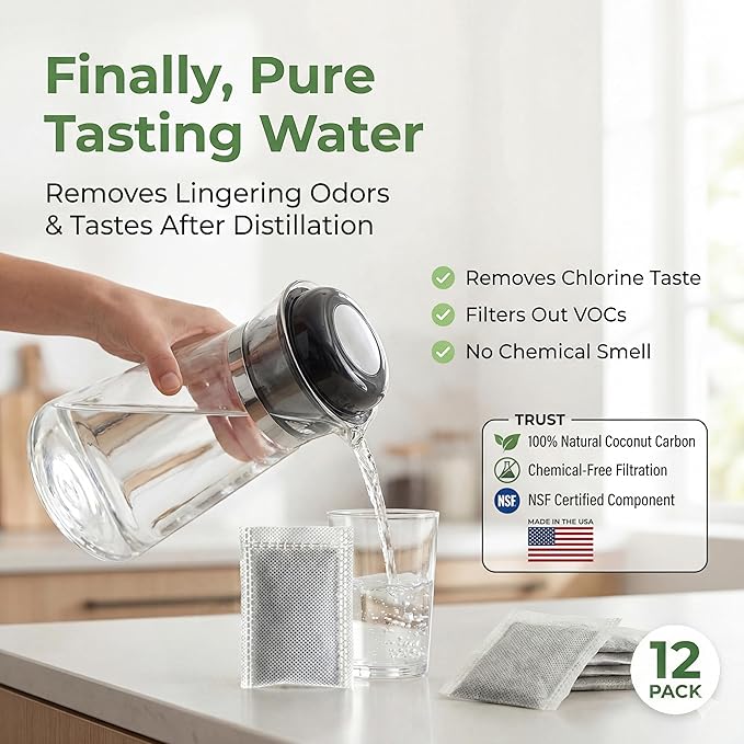 Green Piece® 12 Pack of Distiller Filters with 16 oz of Citric Acid (Made in USA) - Perfect to Clean Water Distiller (12 Count with Citric Acid)