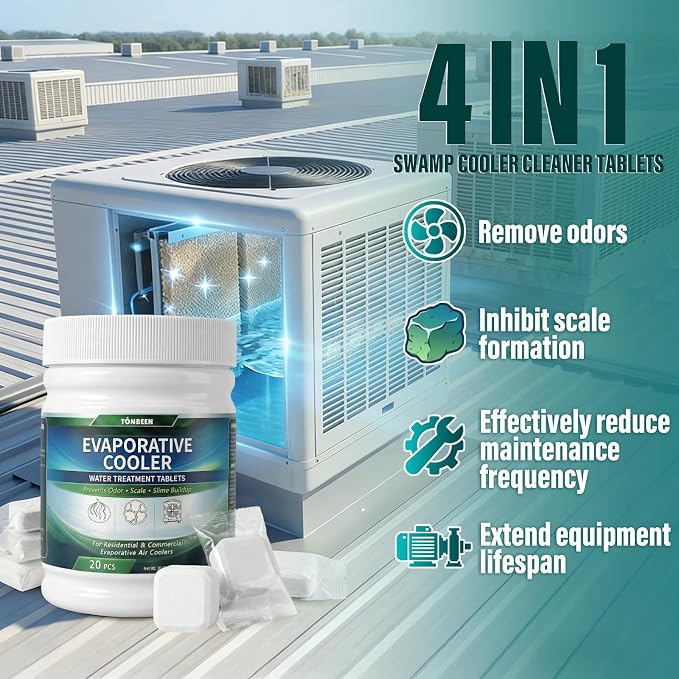 Swamp Cooler Water Tablets for Evaporative Coolers | Odor Control, Scale Prevention & System Maintenance 20 pcs