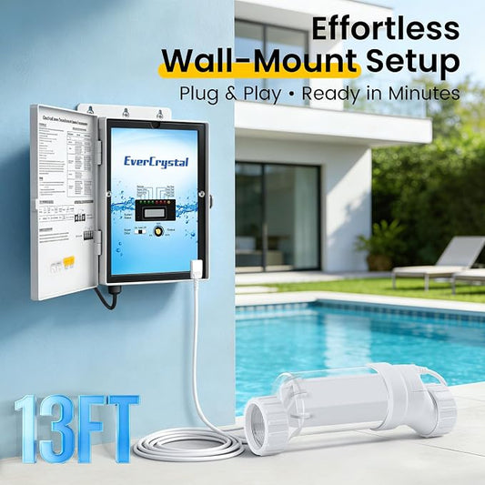 Salt Water Pool Chlorinator System - Up to 25,000 Gallons | For Inground Pools, Self-Cleaning Salt Chlorine Generator, Clear Housing, Flow & Temp Sensors, 1 Year Warranty