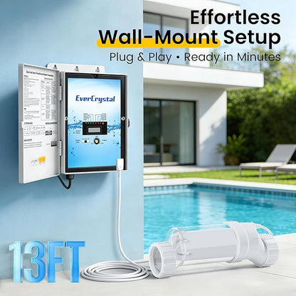 Salt Water Pool Chlorinator System - Up to 40,000 Gallons | For Inground Pools, Self-Cleaning Salt Chlorine Generator, Clear Housing, Flow & Temp Sensors, 1 Year Warranty