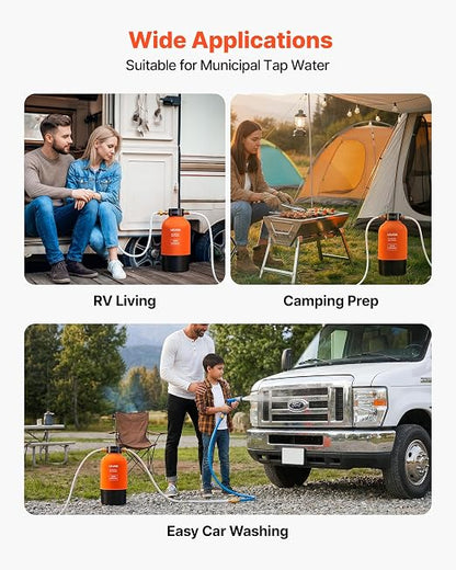 VEVOR RV Water Softener, 12,000 Grain, Portable Water Softener System with NPT 3/4" Fittings, Food-Grade Resin, Quick Connect, Convenient for RVs, Trailers, Boats, Mobile Car Washing, Pressure Washing