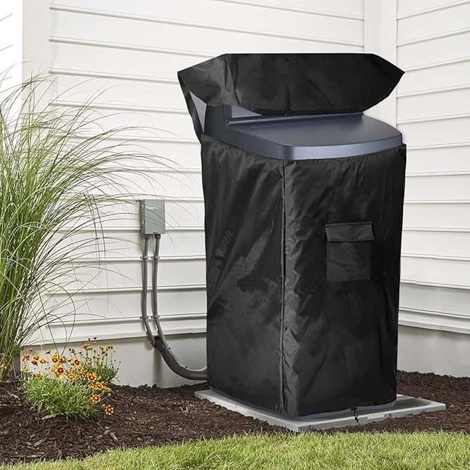 Bitubi Water Softener Insulated Cover for WHES30E/WHES40E Grain Water Softener System with Zipper Opening and Plush Lining, Indoor/Outdoor All Weather Protection 19.5"W x 20.5" D x 47" H, Black