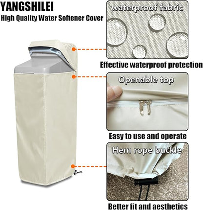 Water Softener Cover for WHES30E/WHES40E Grain Softener, Openable top Easy to use Removal-free installation for UV Dust protection of Water Softener Housings Outdoor or indoor (Beige)