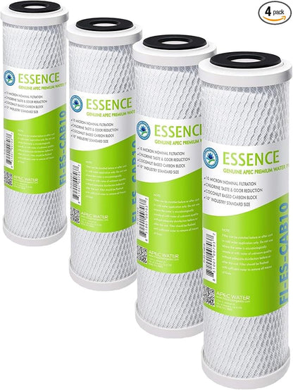 APEC Water Systems 10” Carbon Block Water Filter For Reverse Osmosis System, 10” x 2.5”, 10 Micron (FI-ES-CAB10) (Pack of 4)