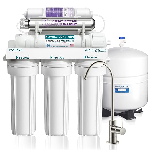 ROES-PHUV75 Essence Series Top Tier Alkaline Mineral and Ultra-Violet UV Sterilizer 75 GPD 7-Stage Ultra Safe Reverse Osmosis Drinking Water Filter System and Ice Maker Installation Kit
