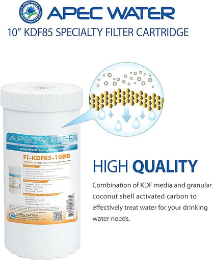 APEC Water Systems FI-KDF85-10BB US Made Iron and Hydrogen Sulfide Reduction Replacement Water Filter, 4.5"x10"