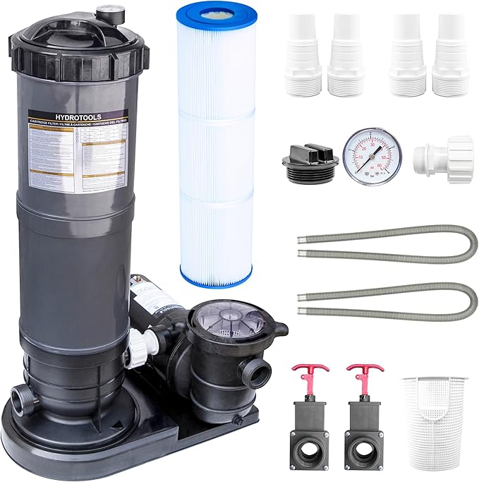 SWIMLINE HYDROTOOLS Model 76051 Sure-Flo Above-Ground Pool Cartridge Filter System - 50 Sq. Ft. Filtration Area, 0.75 THP, 3,720 GPH, 110V/60Hz Single Speed Pump for Pools up to 15,600 Gallons