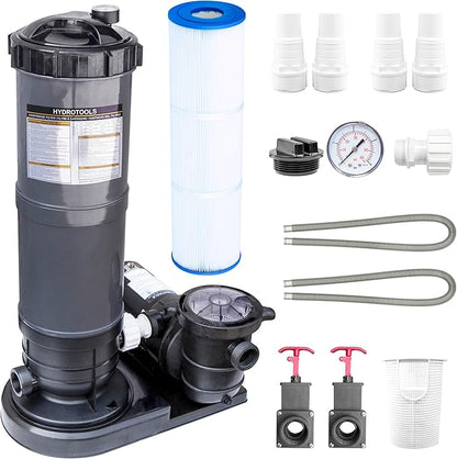 SWIMLINE HYDROTOOLS Model 76051 Sure-Flo Above-Ground Pool Cartridge Filter System - 50 Sq. Ft. Filtration Area, 0.75 THP, 3,720 GPH, 110V/60Hz Single Speed Pump for Pools up to 15,600 Gallons