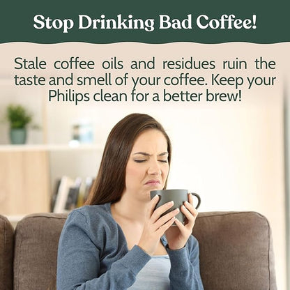 Roobi Cleaning Tablets & Filters Compatible with Philips Saeco. Includes 16 Espresso Cleaning Tablets & 4 Water Filters. Carbon Neutral Philips Cleaner Kit. 1 Year Supply.