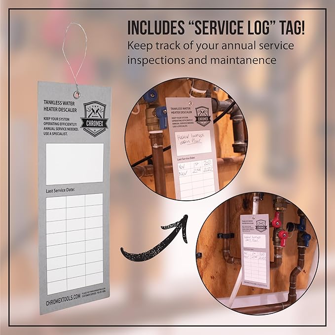 Chromex Tankless Water Heater Flush Kit with Certified Liquid Descaling Solution and 1/6HP Extra Strength Pump