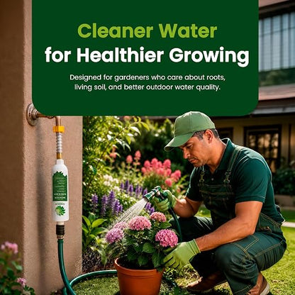 GreenGro Garden Hose Water Filter | KDF + Activated Carbon | Removes Chlorine, Chloramines, Heavy Metals & Sediment | 40,000 Gallon Capacity | Hydroponic, Pond & Garden Use
