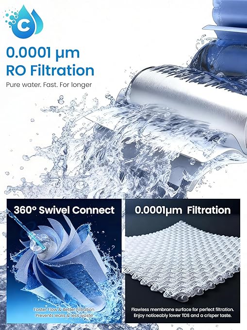Cobectal Under Sink Reverse Osmosis System,TDS PFOS&PFOA Reduce, 800GPD Under Counter Ro System,3:1 Pure to Drain,11 Stage Tankless Reverse Osmosis Water Filter,Smart LED Faucet
