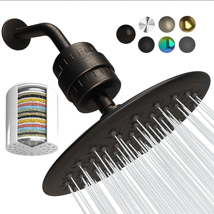 SparkPod Luxury Filtered Shower Head Set 23 Stage Shower Filter - Reduces Chlorine and Heavy Metals - High Pressure Showerhead Filter (9.5" Round, Vintage Oil Rubbed Bronze)