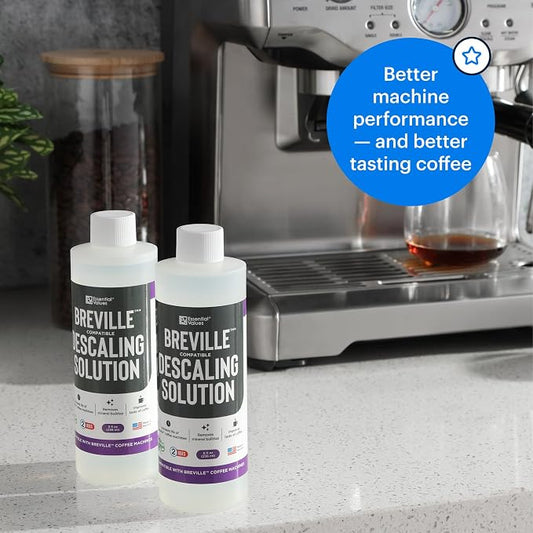 Essential Values Descaling Solution Compatible with Breville, Coffee Pot Cleaner, Descaler Specially Formulated for Breville Coffee Machines,12 Month Supply, 2-Pack