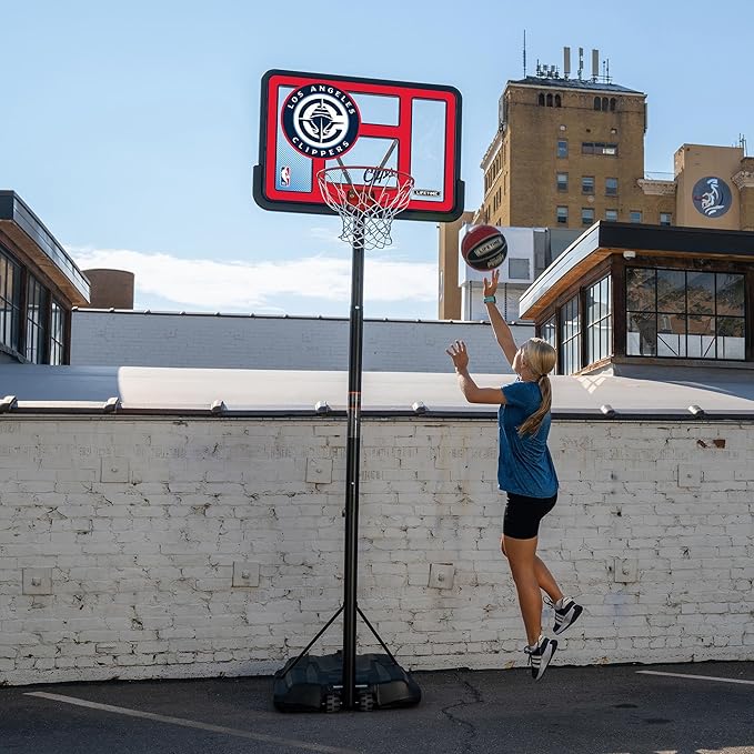 Lifetime NBA Los Angeles Clippers Portable Basketball Hoop, Adjustable Height 7.5-10 Ft, 44 Inch Shatterproof Fusion Backboard, Base with Wheels