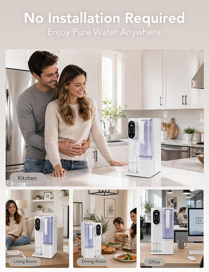 Leysern Hot & Cold Countertop Reverse Osmosis Water Filter, No Installation | 7-Stage RO Filtration with UV, Dual-Thermoelectric Cooling, Water Purifier with TDS Monitor, NSF 372 Certified, White