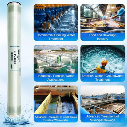 XLP-4040, XLP 4040 Membrane for Extreme Low Pressure Commercial Membrane, Salt Rejection 99%, 2300GPD, TDS≤1000ppm, 4040 XLP Membrane Good for Municipal Tap Water/Low-TDS Groundwater