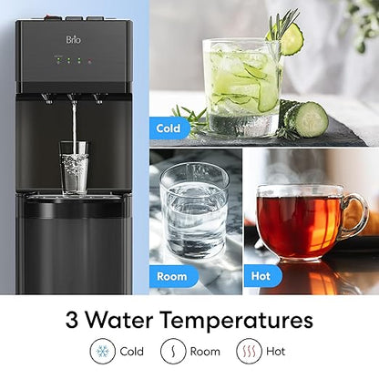 Brio 520 Series No Line Bottom-Loading Water Cooler with Built-in 2 Stage Water Filter Black