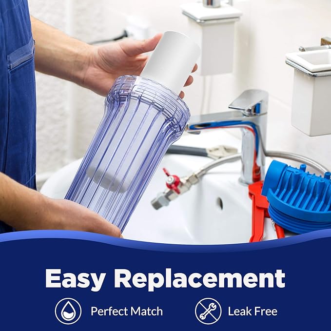 Membrane Solutions 10 Micron 10" x 2.5" Sediment Water Filter Replacement Cartridge for Water Filter 10 x 2.5 inch Whole House Water System, Compatible with GE FXUSC, AP110, WHKF-GD05-6 Pack