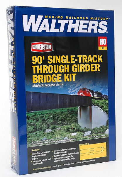 Walthers Cornerstone 90' Single-Track Railroad Through Girder Bridge 933-4503 HO Scale Model Railroad - Structure Kit