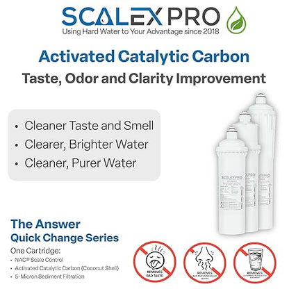 The Answer 12” Hard Water Scale Prevention Filter – Salt-Free NAC Technology Stops & Removes Scale Up to 26 Grains, Removes Chlorine & Other Common Municipal Water Chemicals, 7500 Gallons