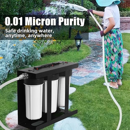 RV Water Filter System, 3-Stage 0.01 Micron Ultrafiltration Water Filtration System, High Capacity, Filters Out Sediments, Chlorine, Vocs, Heavy Metals, Odors