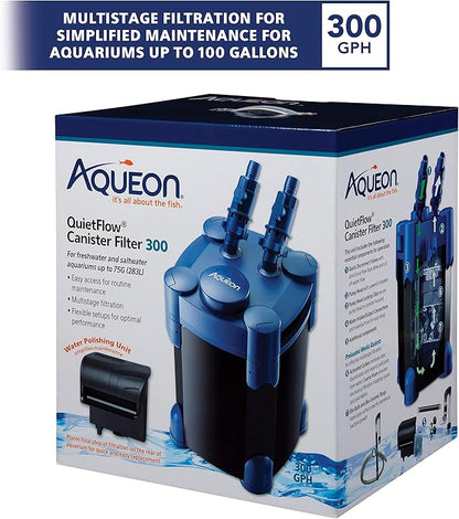Aqueon QuietFlow Aquarium Fish Tank Canister Filter For 55-100 Gallon Aquariums